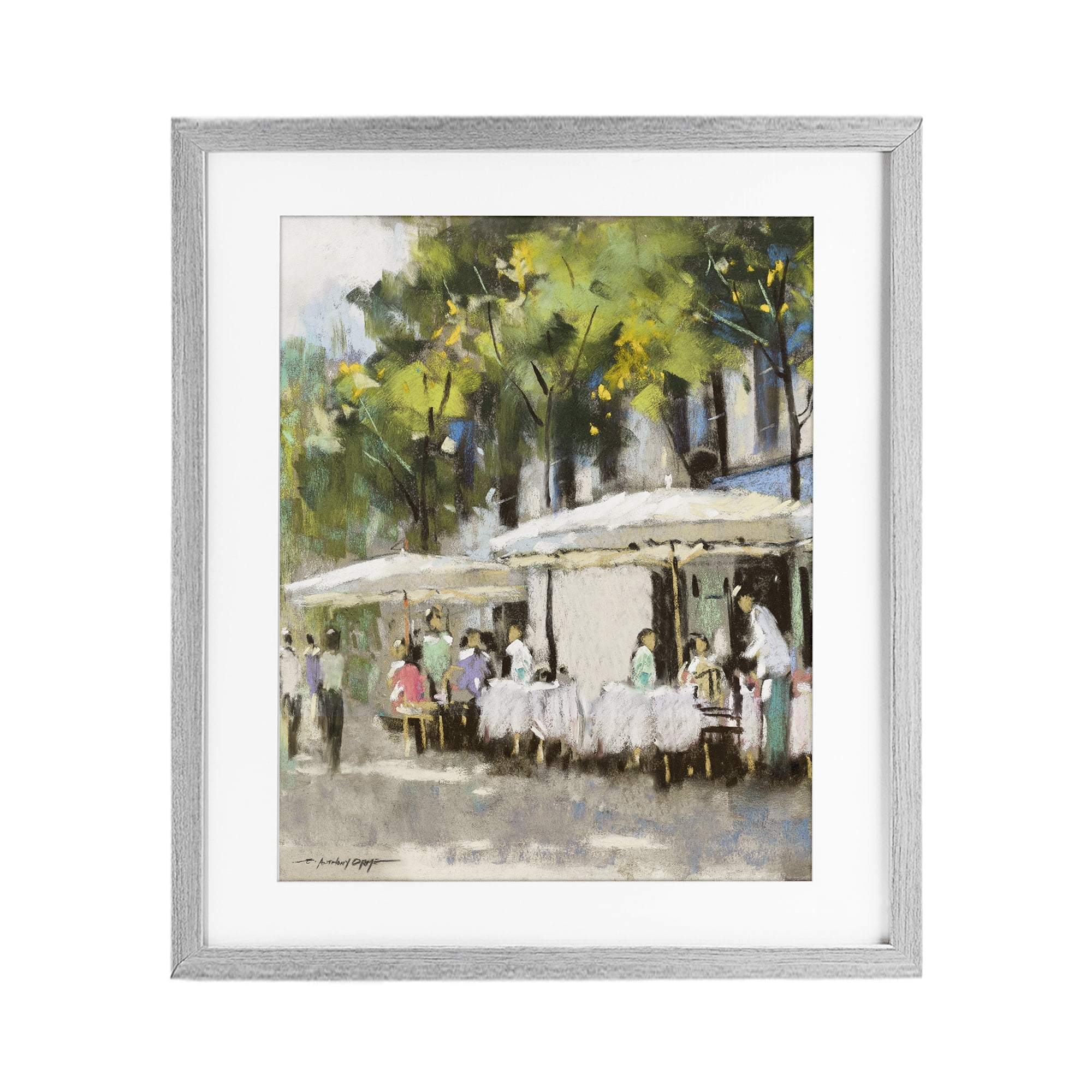 Stupell Industries Sunny Street Cafe Dining Gray Framed Print Under Glass, design by Anthony Orme