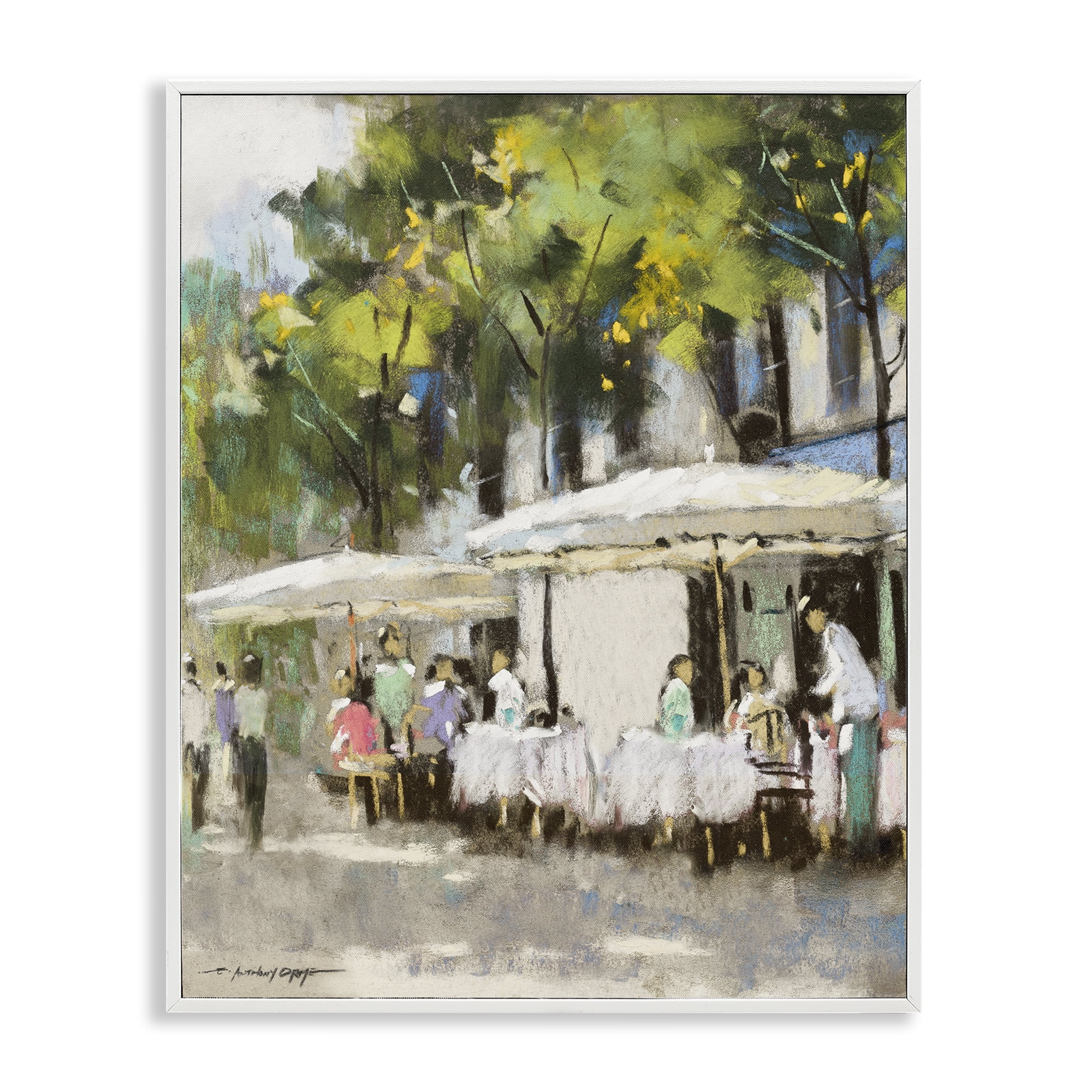 Stupell Industries Sunny Street Cafe Dining White Framed Giclee Art, design by Anthony Orme