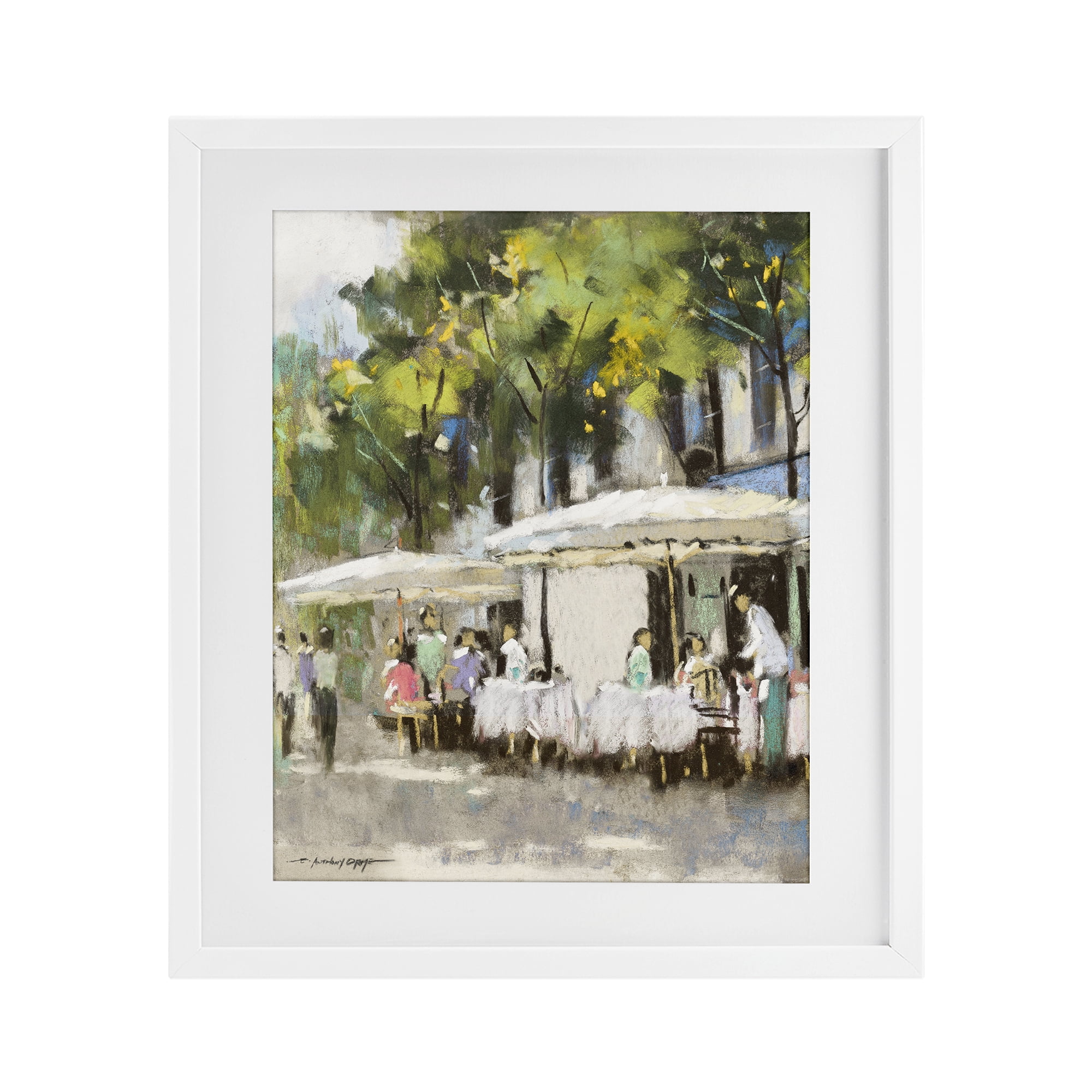 Stupell Industries Sunny Street Cafe Dining White Framed Print Under Glass, design by Anthony Orme