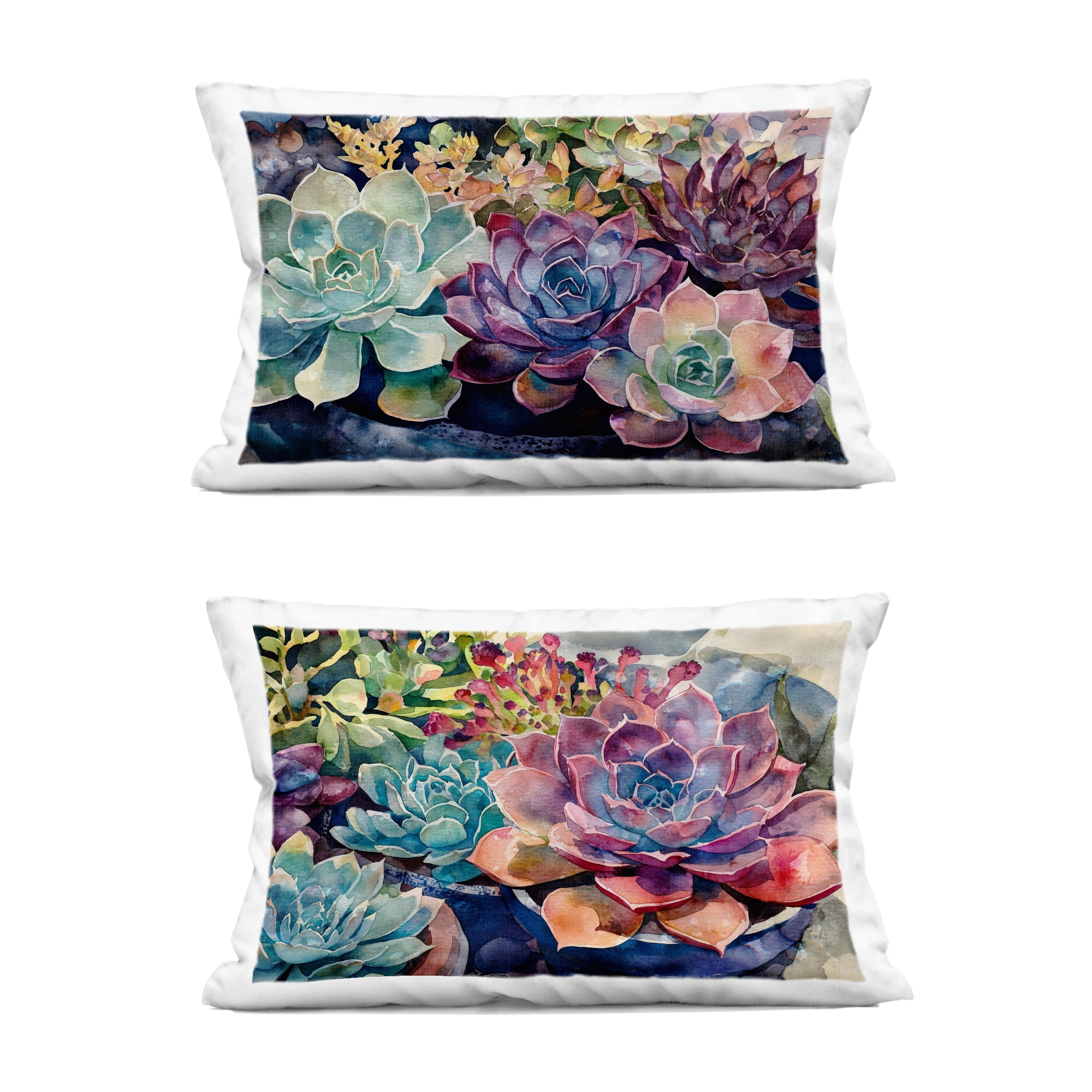 Stupell Industries Sunny Watercolor Succulents 2 Piece Decorative Printed Throw Pillow Set, design by Svetlana Aleynikova