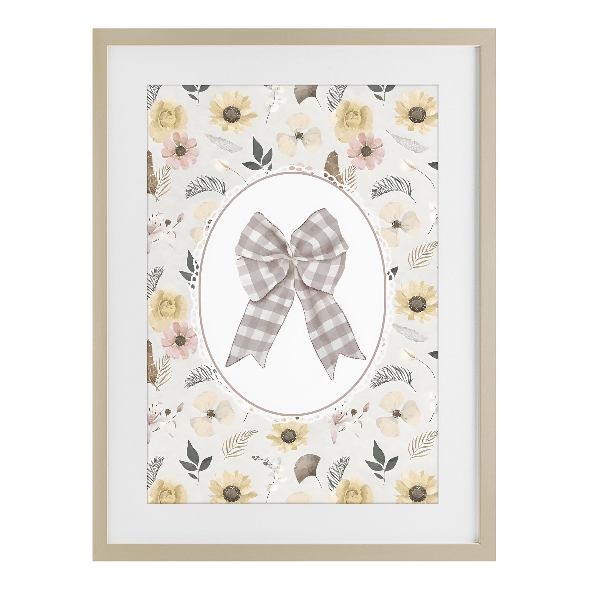 Stupell Industries Sunnyside Bow in Gingham Birch Framed Print Under Glass, design by Ink Drop Loft