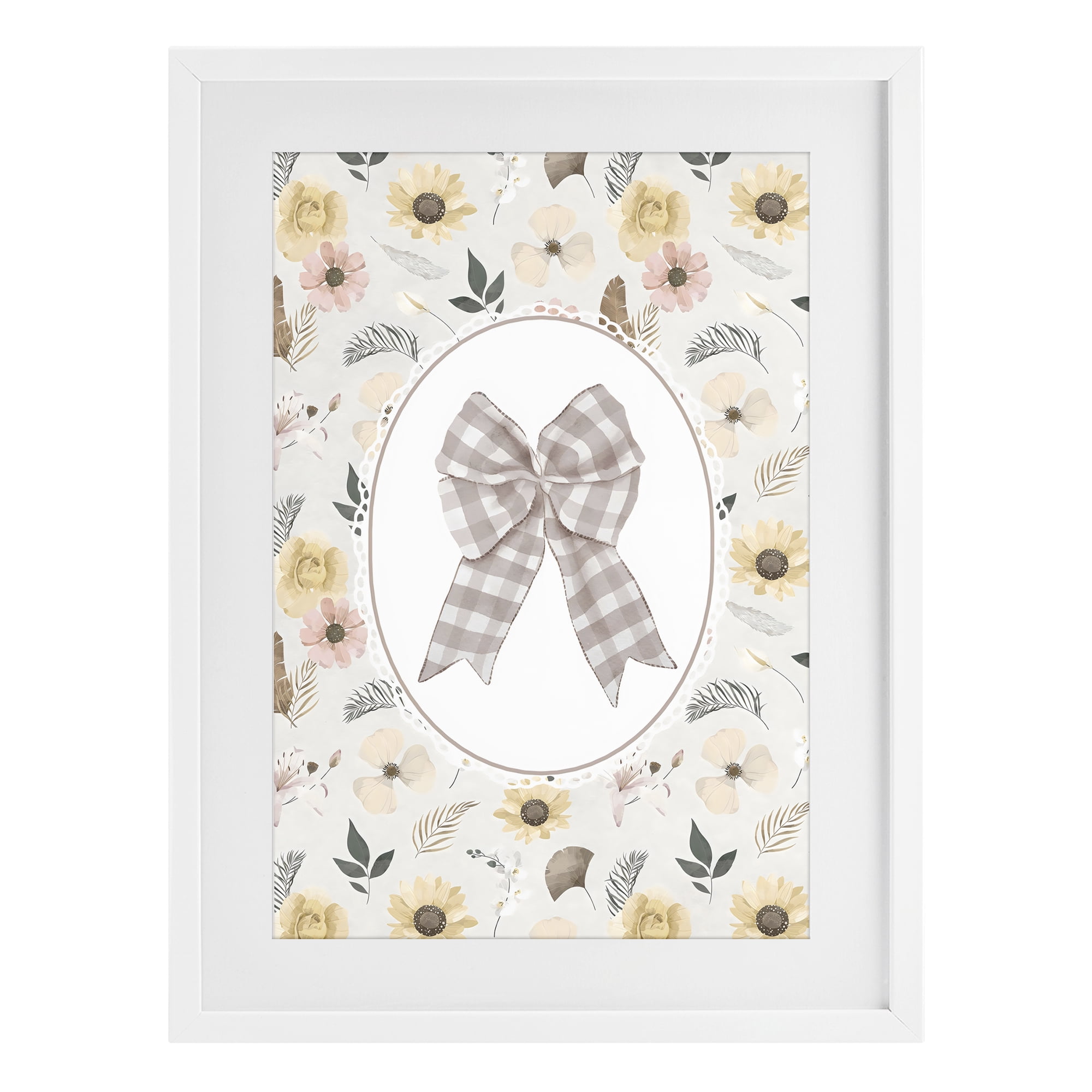 Stupell Industries Sunnyside Bow in Gingham White Framed Print Under Glass, design by Ink Drop Loft