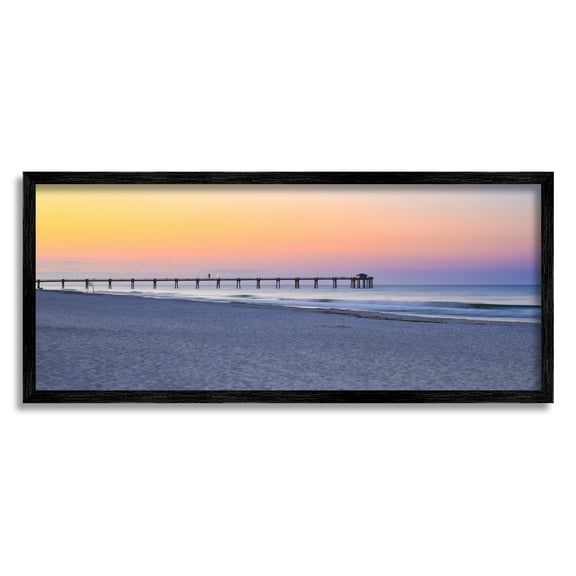 Stupell Industries Sunrise Beach Shore Landscape Photography Black Framed Art Print Wall Art, 24 x 10