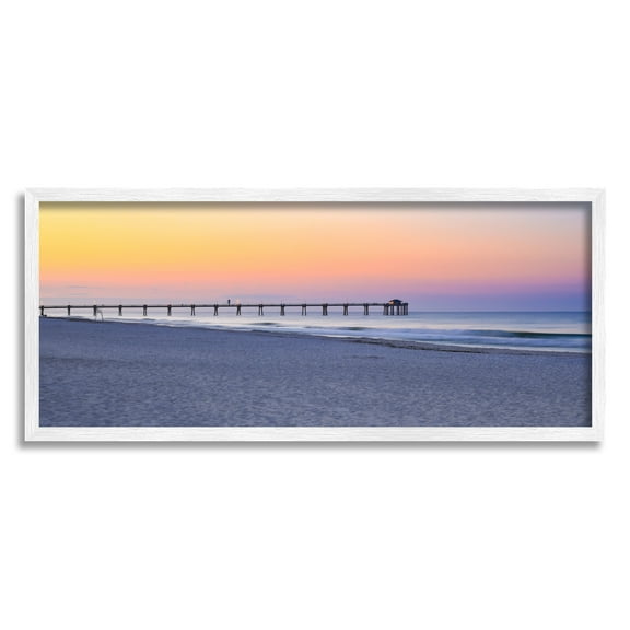 Stupell Industries Sunrise Beach Shore Landscape Photography White Framed Art Print Wall Art, 24 x 10
