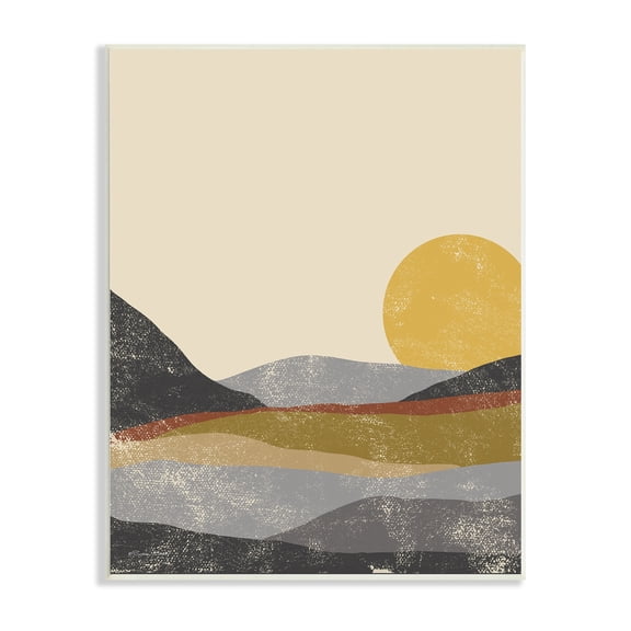 Stupell Industries Sunrise Cliffs Modern Blocked Landscape Grunge Pattern,10 x 15, Design by Sn Ball