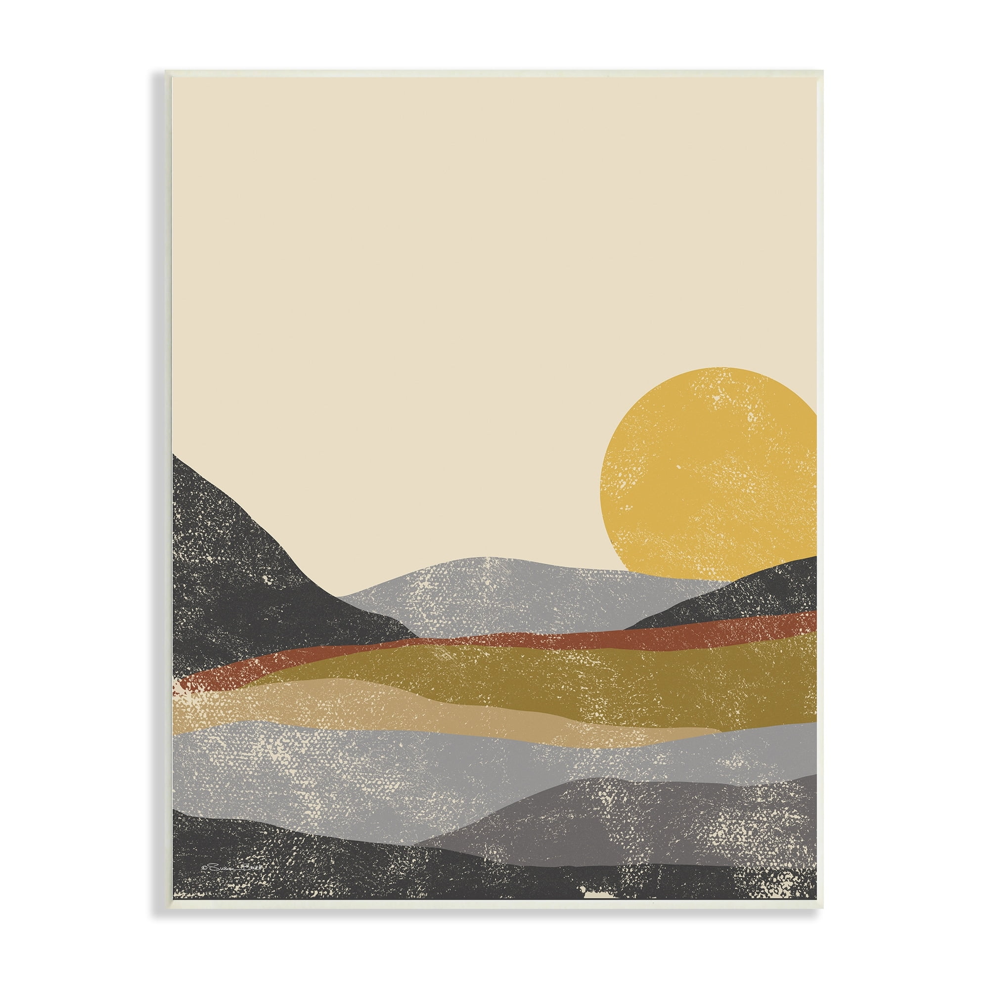 Stupell Industries Sunrise Cliffs Modern Blocked Landscape Grunge Pattern,13 x 19, Design by Sn Ball