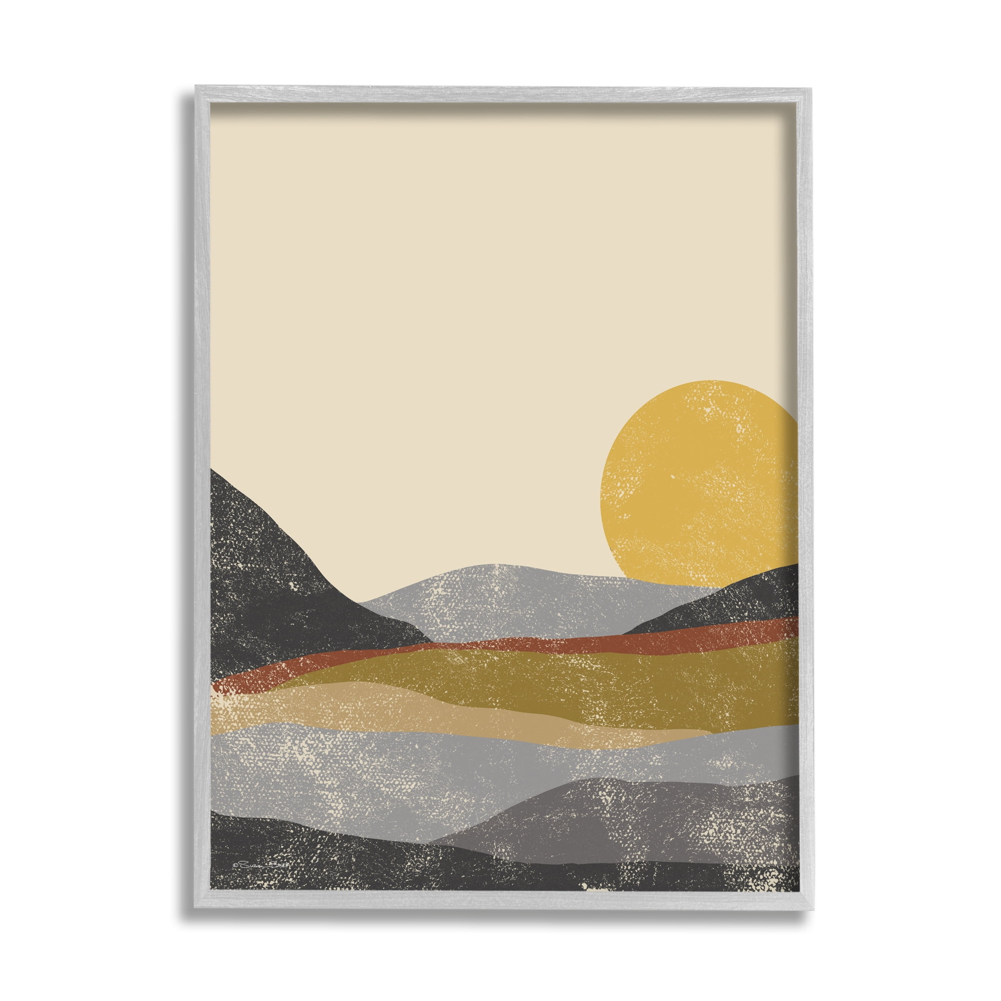 Stupell Industries Sunrise Cliffs Modern Blocked Landscape Grunge Pattern,16 x 20, Design by Sn Ball