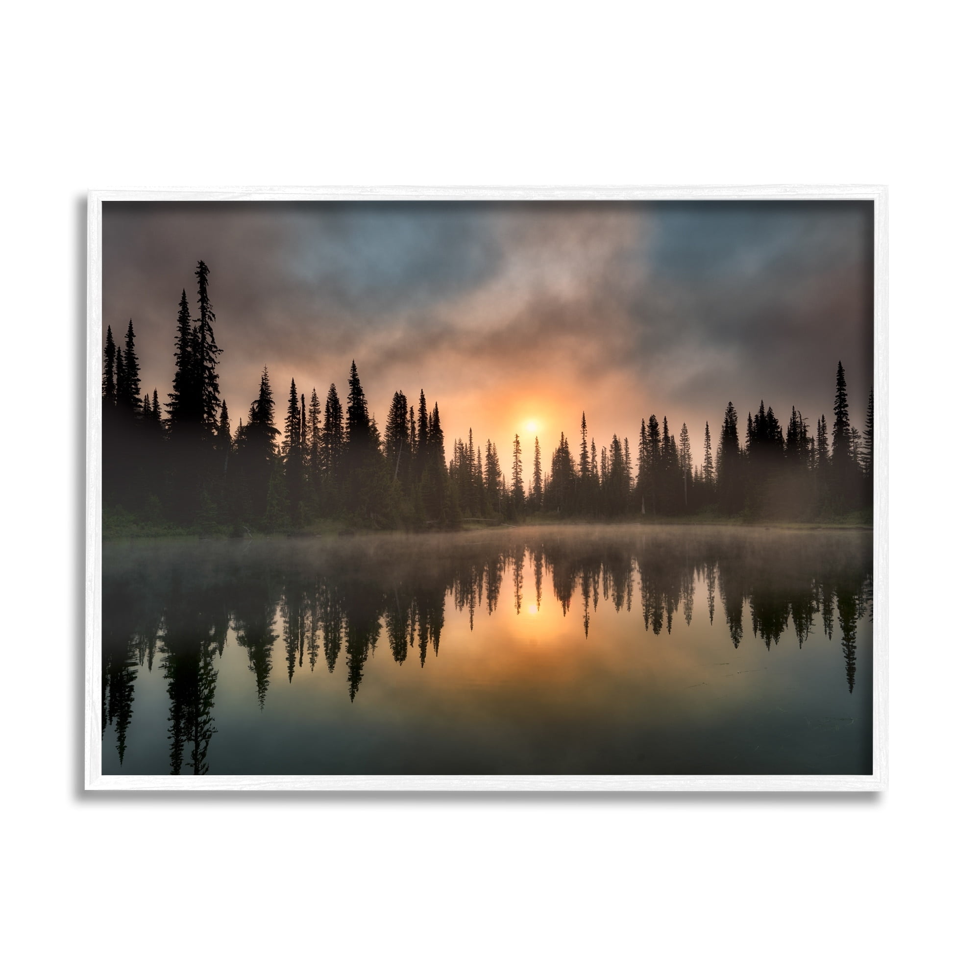 Stupell Industries Sunrise Lake Reflection Horizon Coastal Photography White Framed Art Print Wall Art