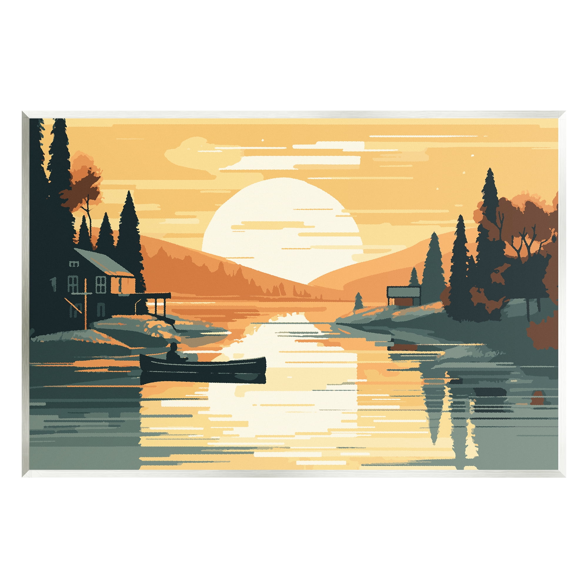 Stupell Industries Sunrise Lake Scenery Landscape Painting Unframed Art Print Wall Art, 19 x 13