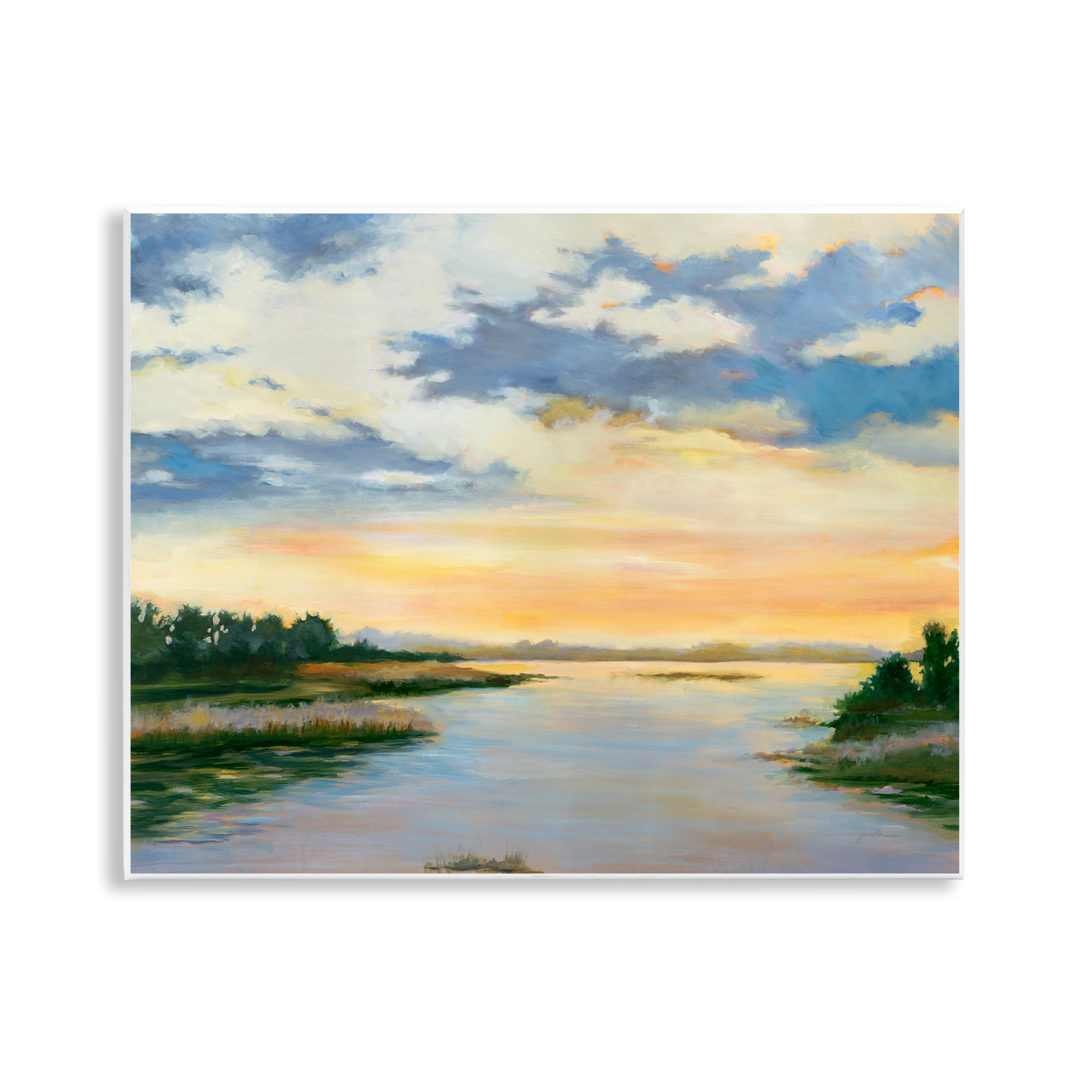 Stupell Industries Sunrise Over Shallow Water Landscape & Nature Painting Unframed Art Print Wall Art, 14 x 11