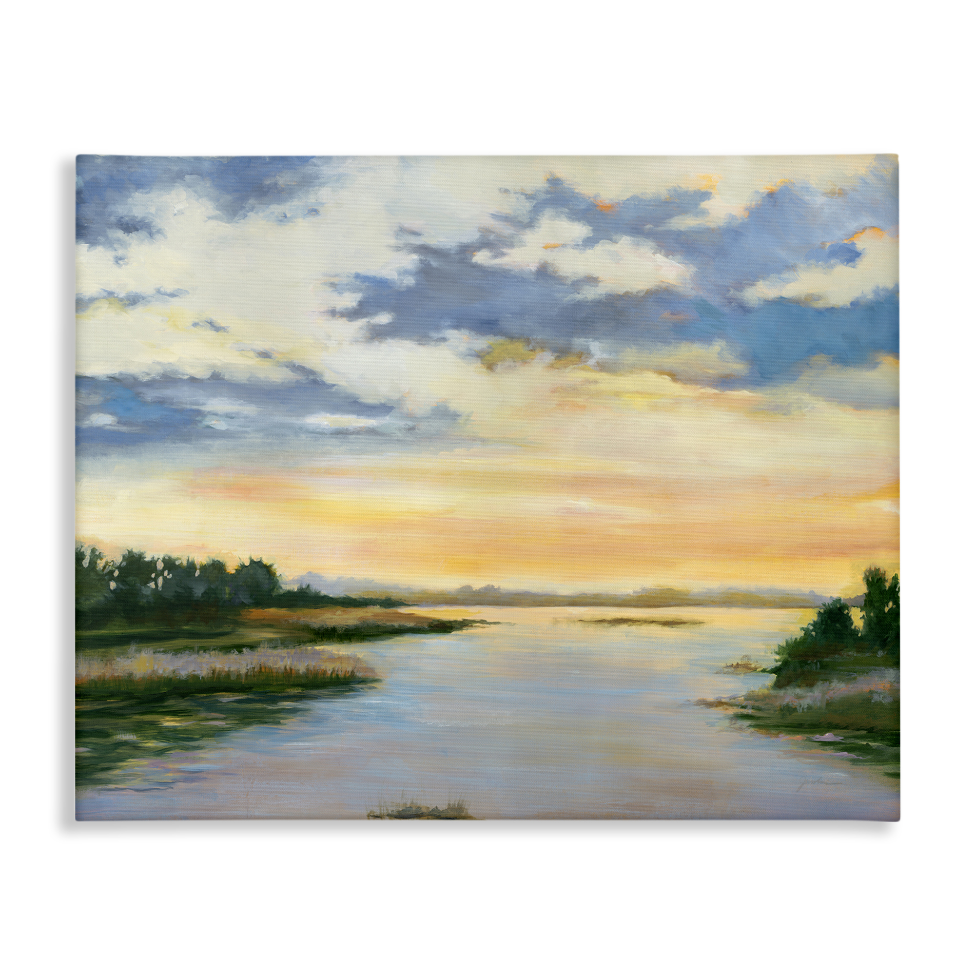 Stupell Industries Sunrise Over Shallow Water Landscape & Nature Painting Wrapped Canvas Art Print Wall Art, 48 x 36