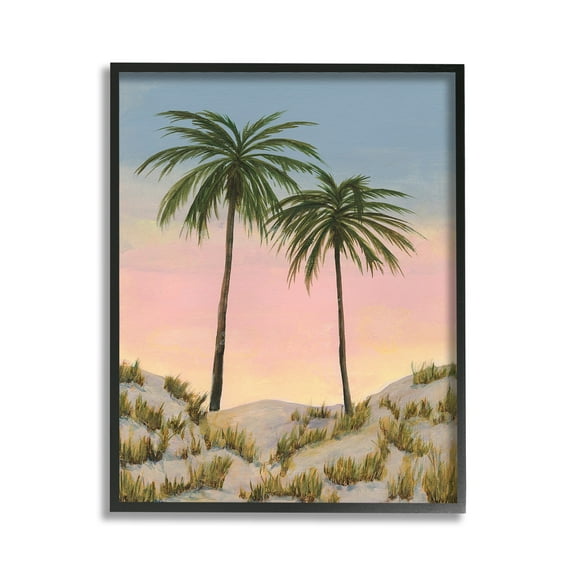 Stupell Industries Sunrise Palm Trees Landscape Painting Black Framed Art Print Wall Art, 11 x 14