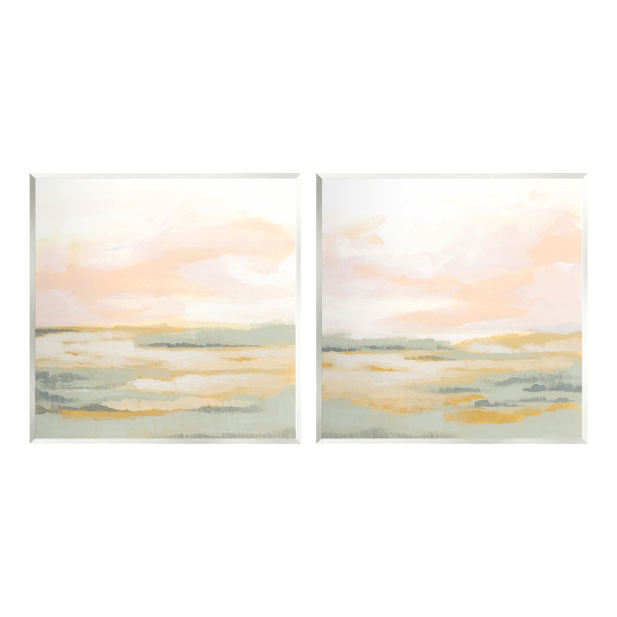Sunrise Sky Abstraction Landscape Painting Set in White MDF Wood