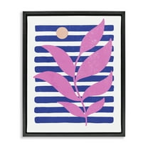 Stupell Industries Sunrise Sprig on Stripes Abstract Painting Black Floater Framed Canvas Art Print Wall Art, 17 x 21