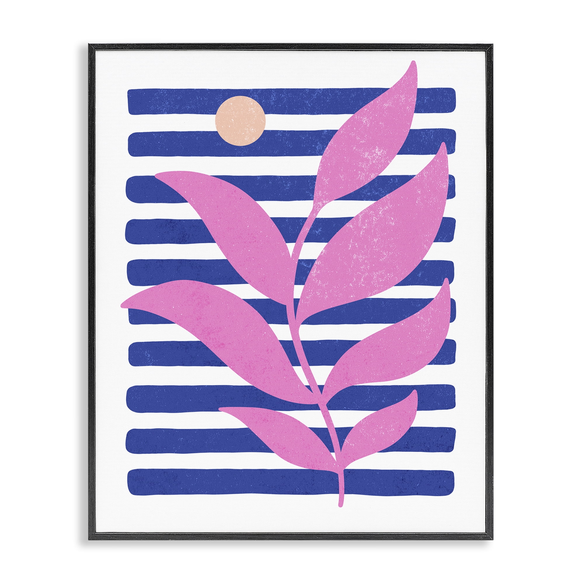 Stupell Industries Sunrise Sprig on Stripes Abstract Painting Black Framed Art Print Wall Art, 16 x 20