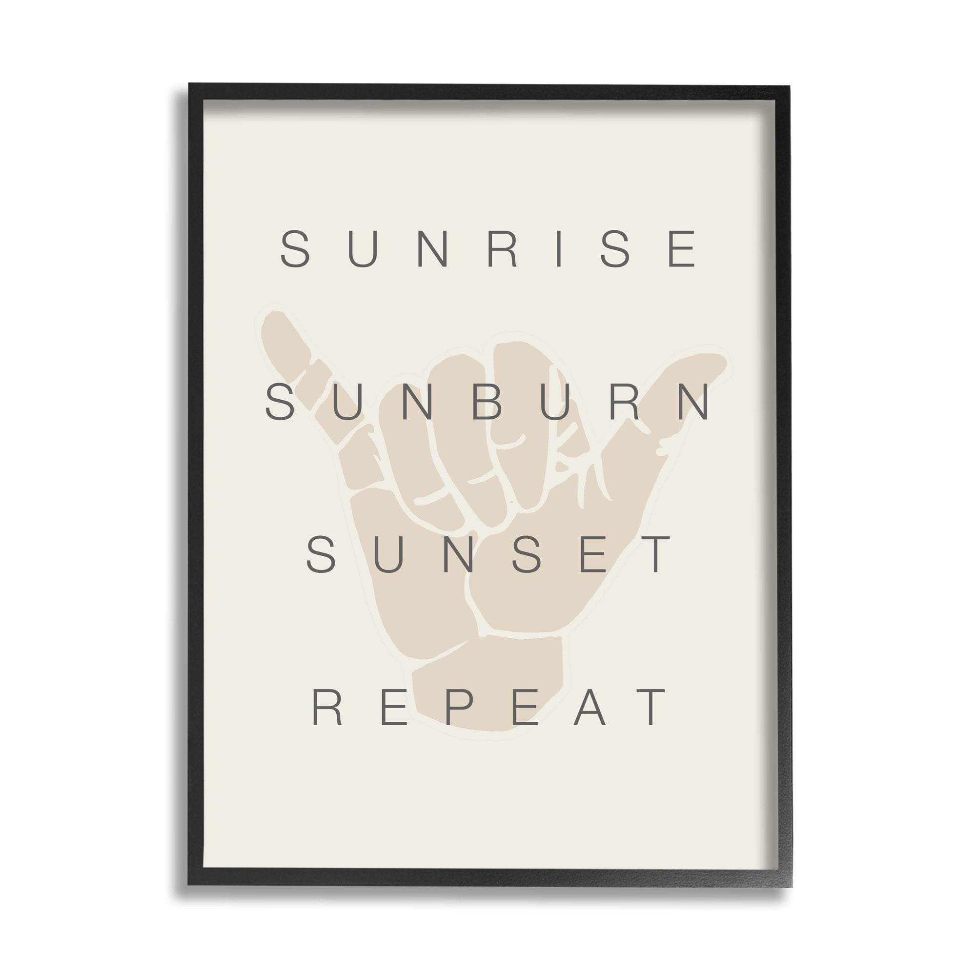 Stupell Industries Sunrise Sunburn Sunset Repeat Beach Phrase Shaka Hand, 16 x 20,Design by Daphne Polselli