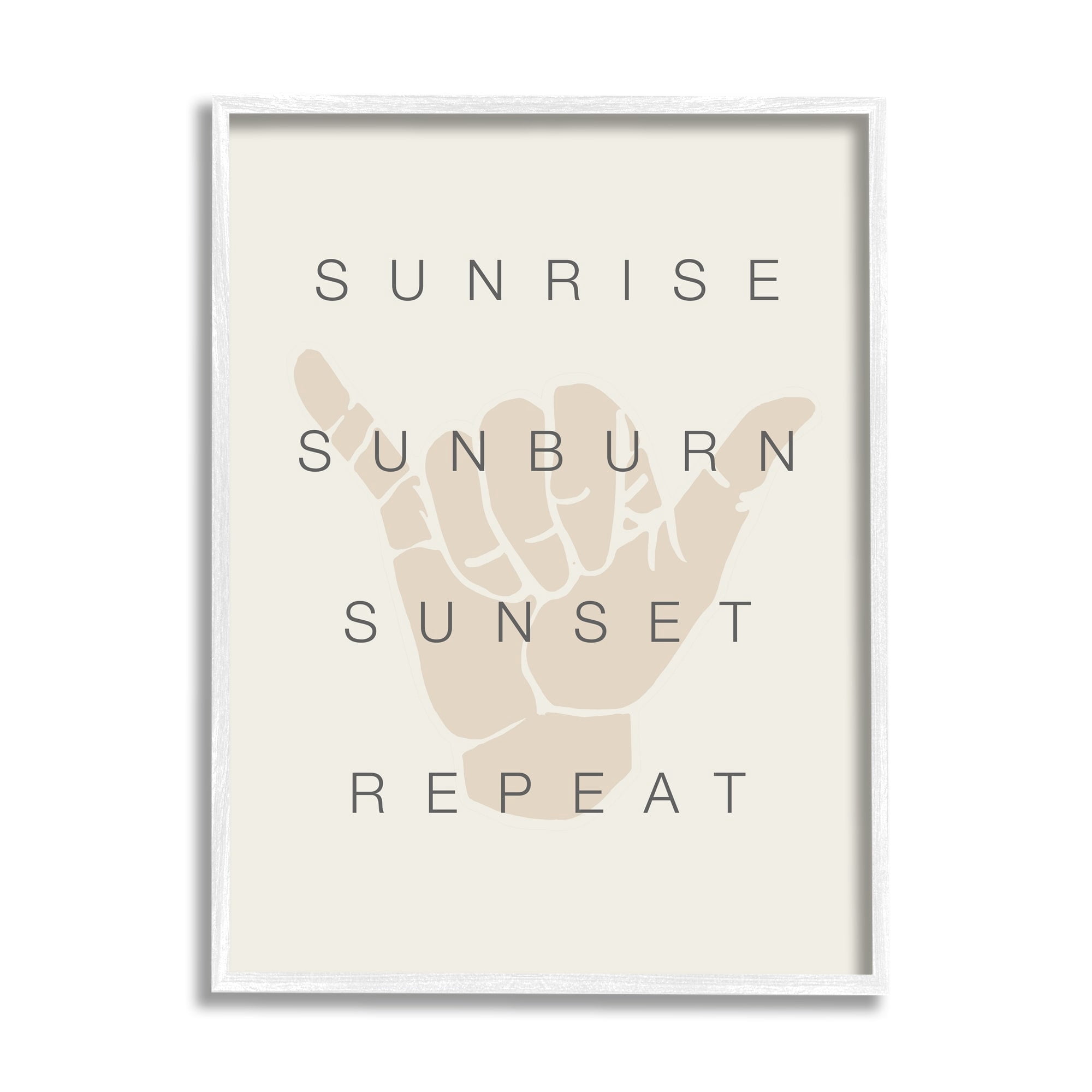 Stupell Industries Sunrise Sunburn Sunset Repeat Beach Phrase Shaka Hand, 24 x 30,Design by Daphne Polselli