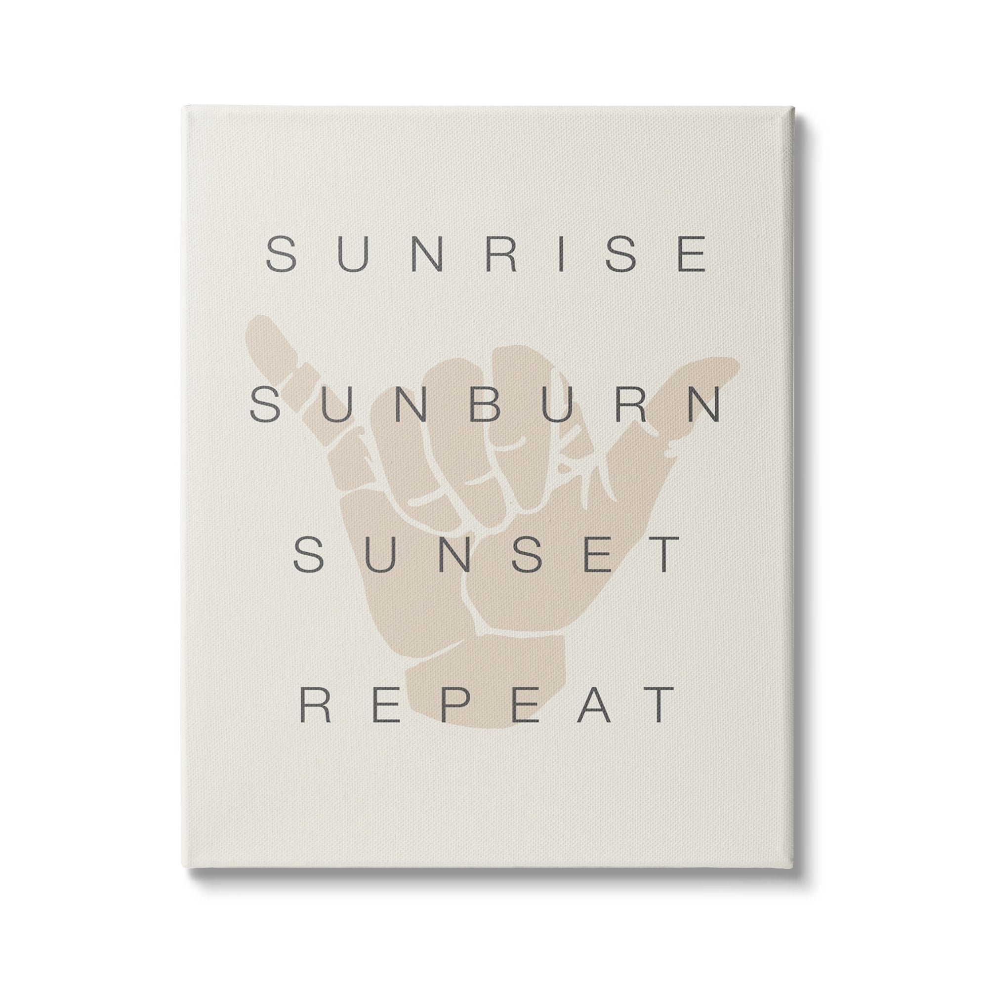 Stupell Industries Sunrise Sunburn Sunset Repeat Beach Phrase Shaka Hand Graphic Art Gallery-Wrapped Canvas Print Wall Art, 30x40, by Daphne Polselli