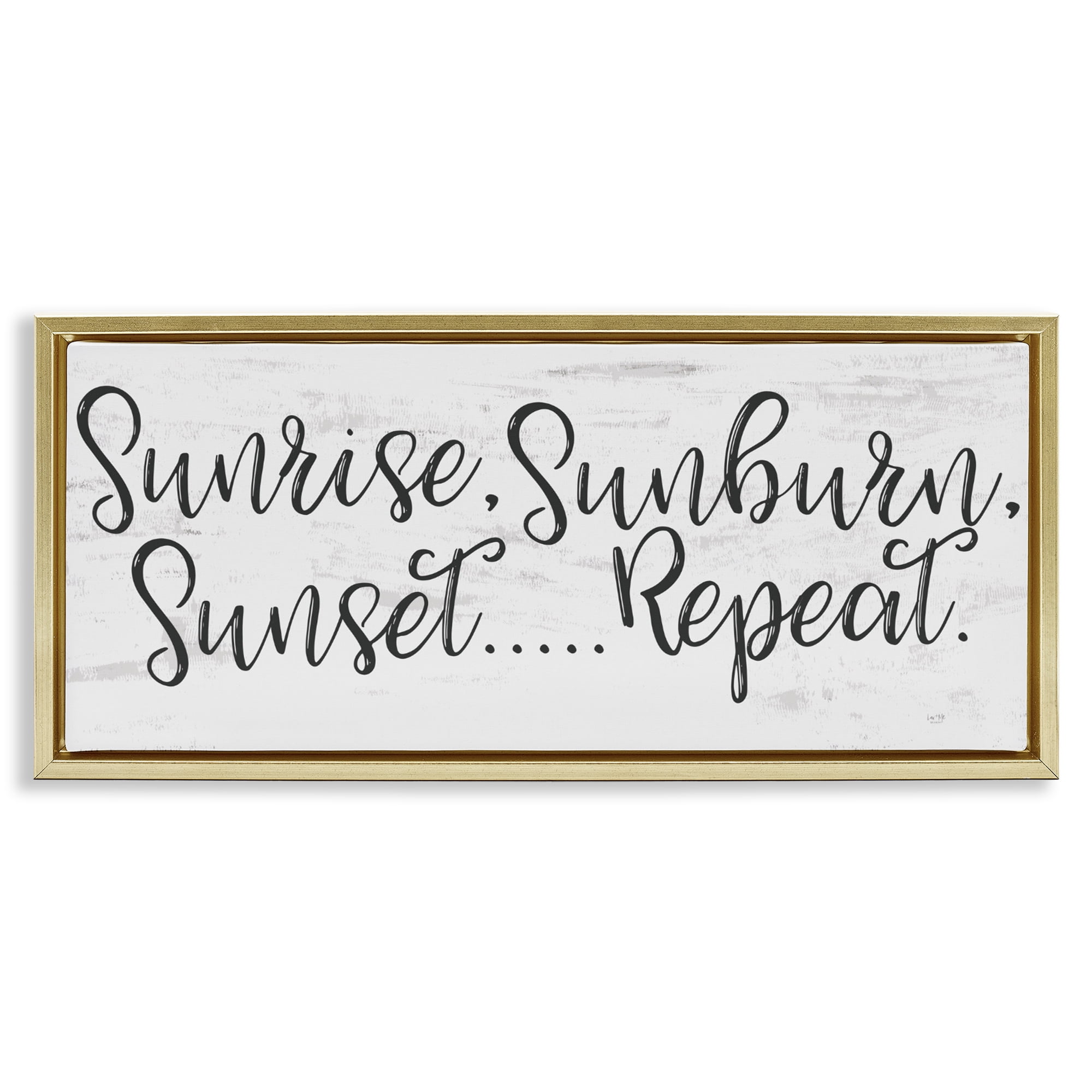 Stupell Industries Sunrise Sunburn Sunset Repeat Gold Framed Floater Canvas Wall Art, design by Lux + Me Designs