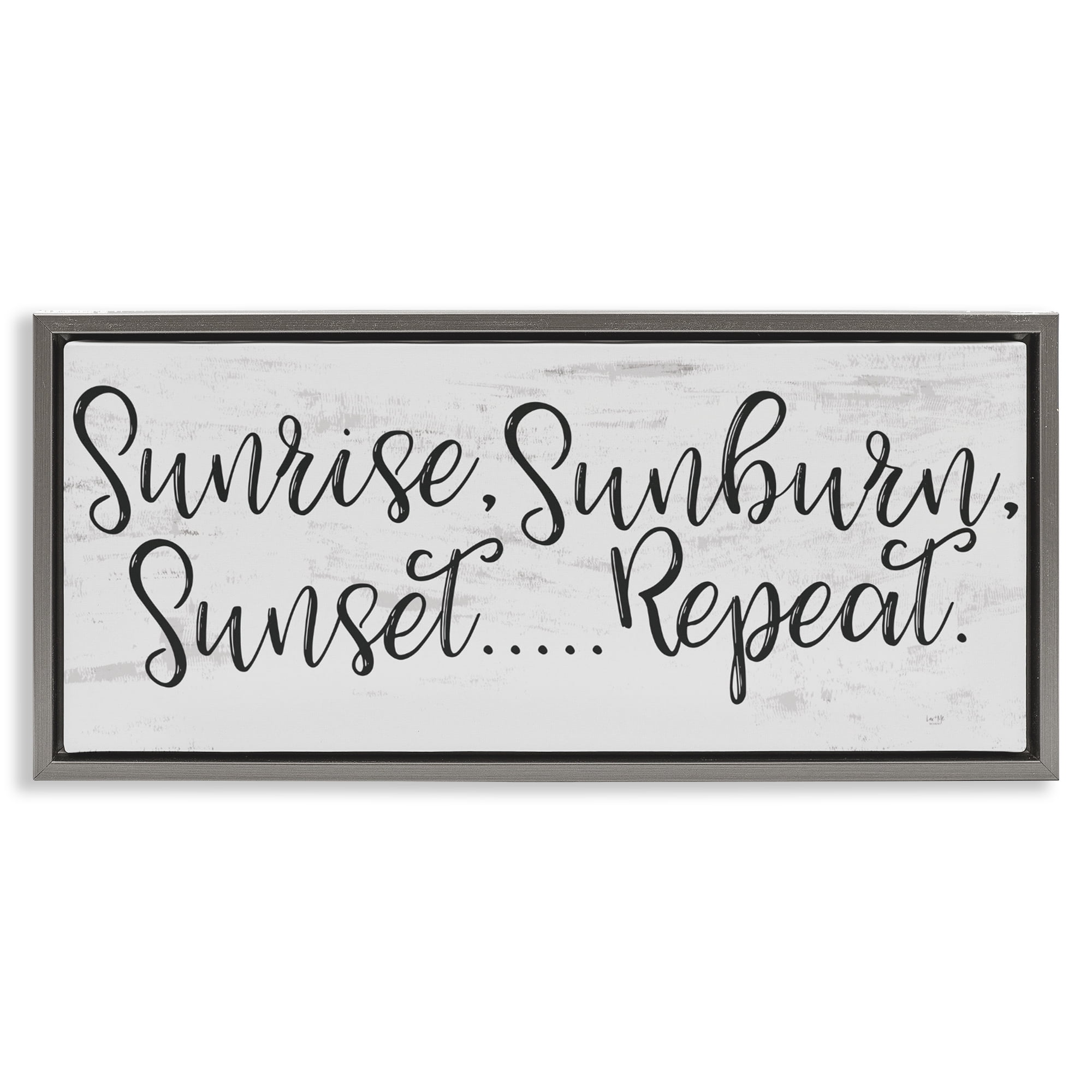 Stupell Industries Sunrise Sunburn Sunset Repeat Gray Framed Floater Canvas Wall Art, design by Lux + Me Designs