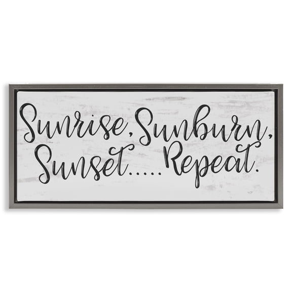 Stupell Industries Sunrise Sunburn Sunset Repeat Gray Framed Floater Canvas Wall Art, design by Lux + Me Designs