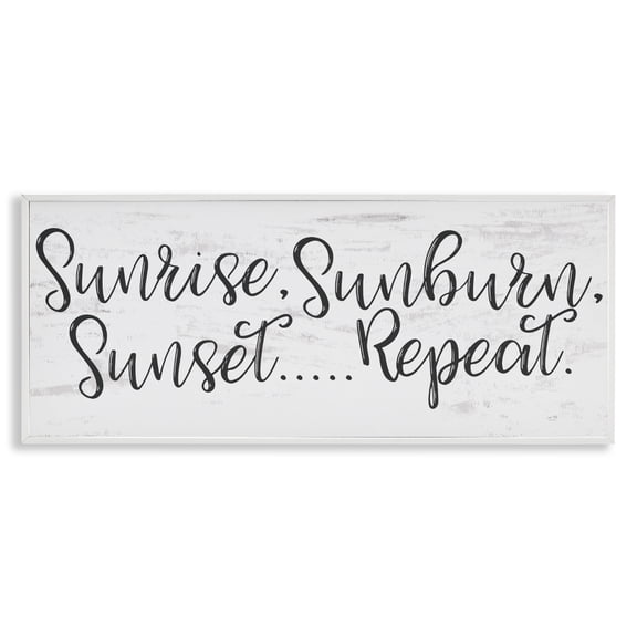 Stupell Industries Sunrise Sunburn Sunset Repeat White Framed Giclee Art, design by Lux + Me Designs