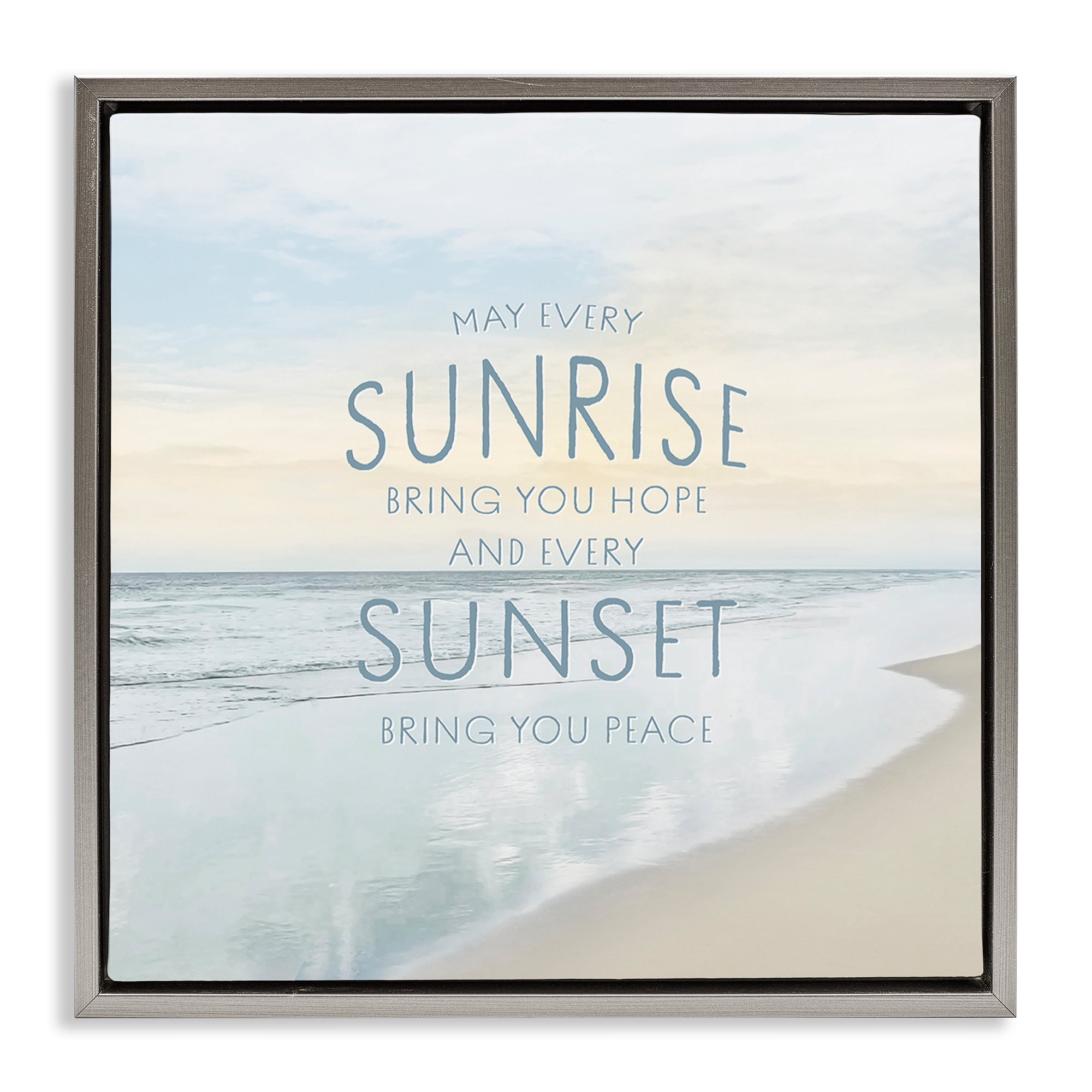 Stupell Industries Sunrise & Sunset Statement Gray Framed Floater Canvas Wall Art, design by Natalie Carpentieri