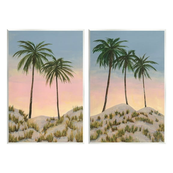 Stupell Industries Sunrise Tropical Scene Landscape Painting Unframed Art Print Wall Art, 10 x 15, Set of 2