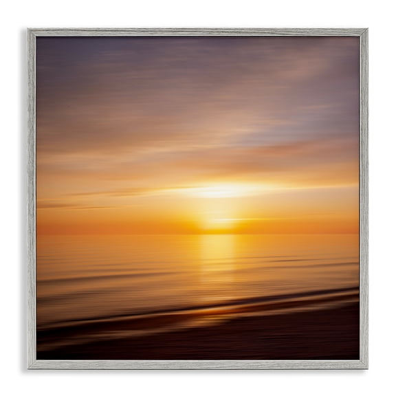 Stupell Industries Sunrise Walk Seascape Gray Framed Giclee Art design by Peter Dulis, 12 x 12