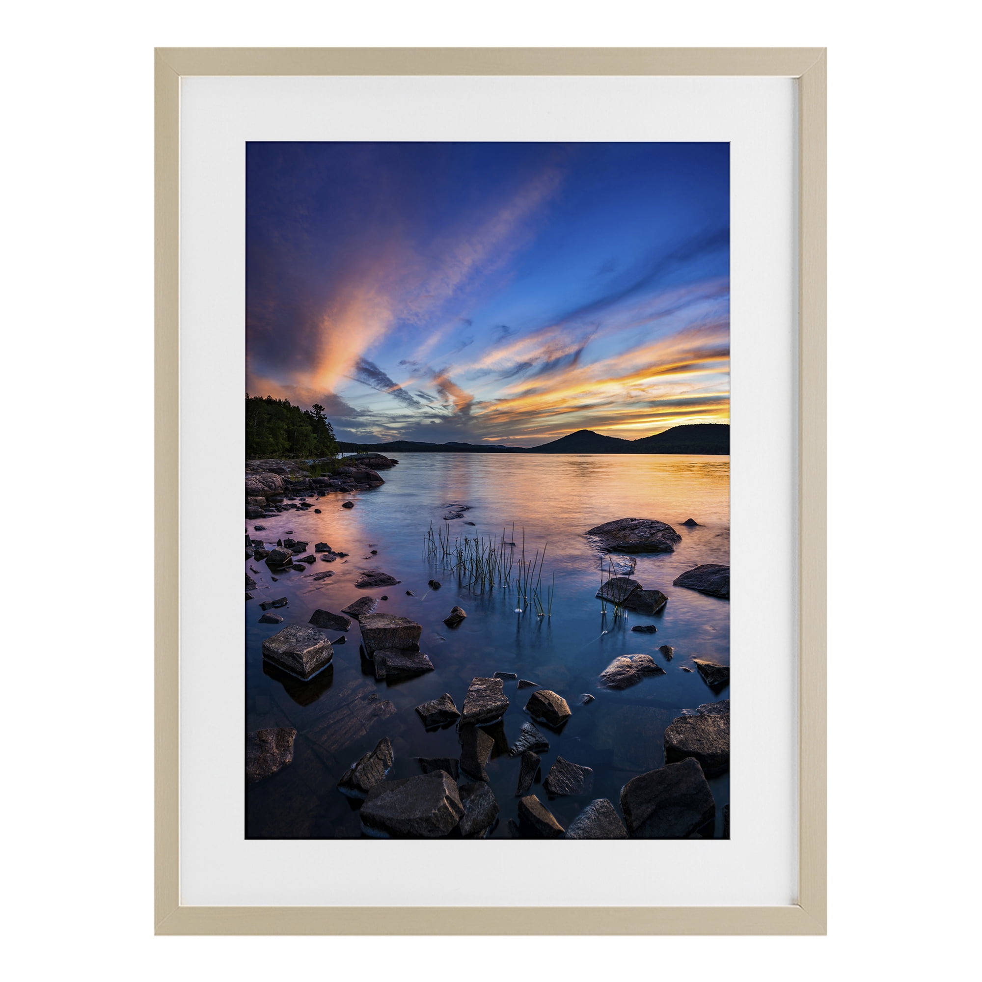 Stupell Industries Sunrise on Piseco Lake Birch Framed Print Under Glass, design by Jonathan Zaharek