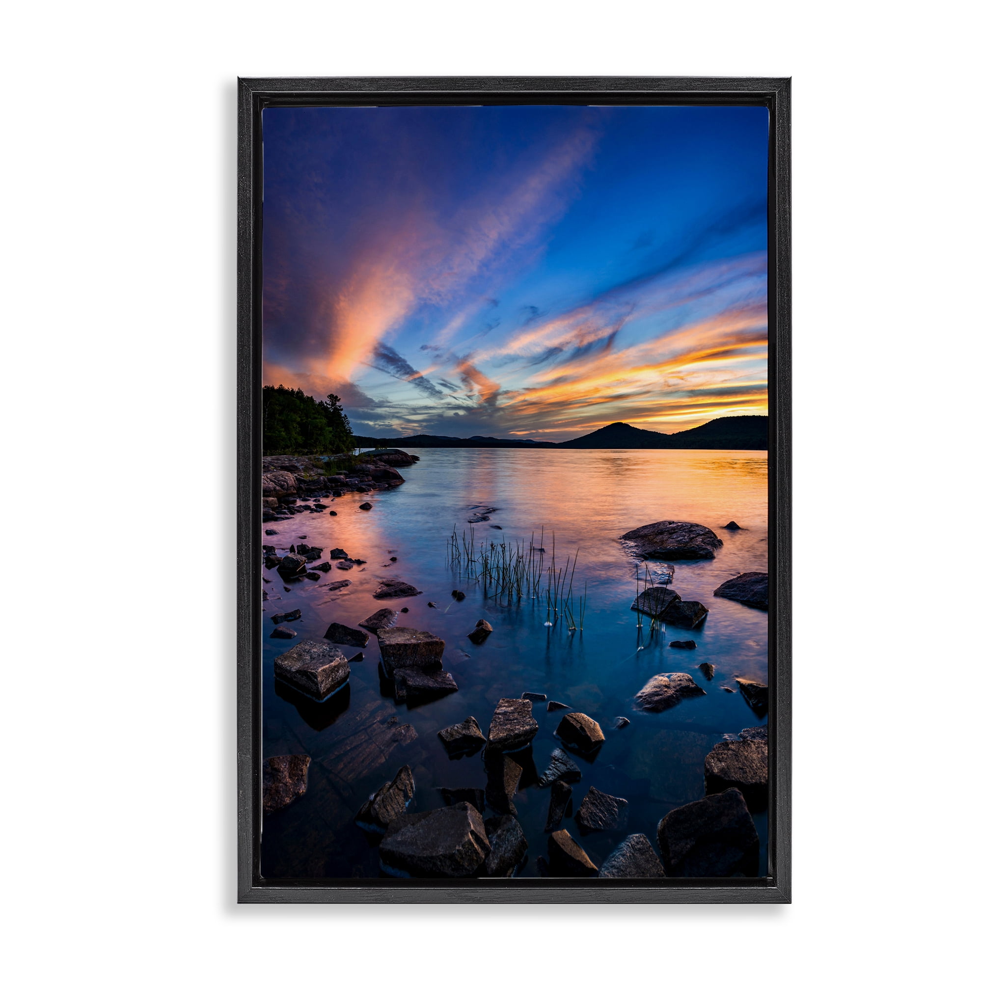 Stupell Industries Sunrise on Piseco Lake Black Framed Floater Canvas Wall Art, design by Jonathan Zaharek