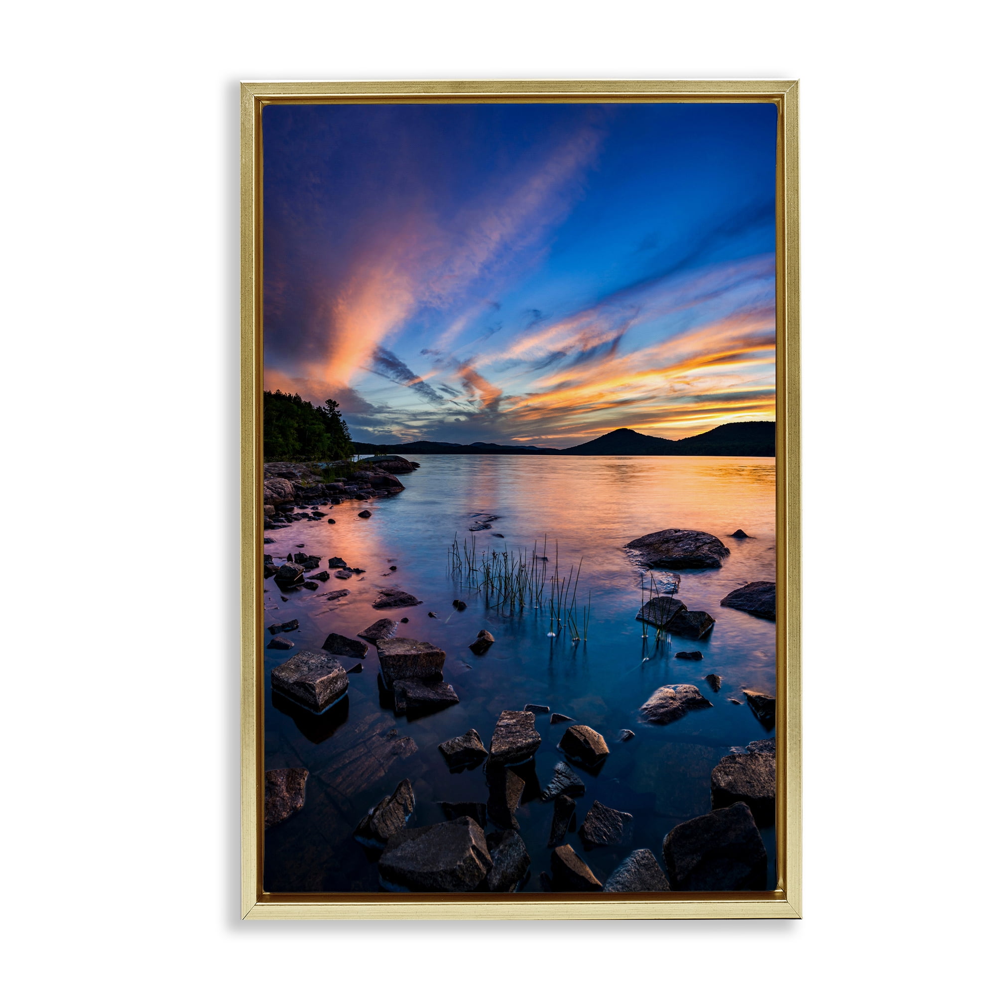 Stupell Industries Sunrise on Piseco Lake Gold Framed Floater Canvas Wall Art, design by Jonathan Zaharek