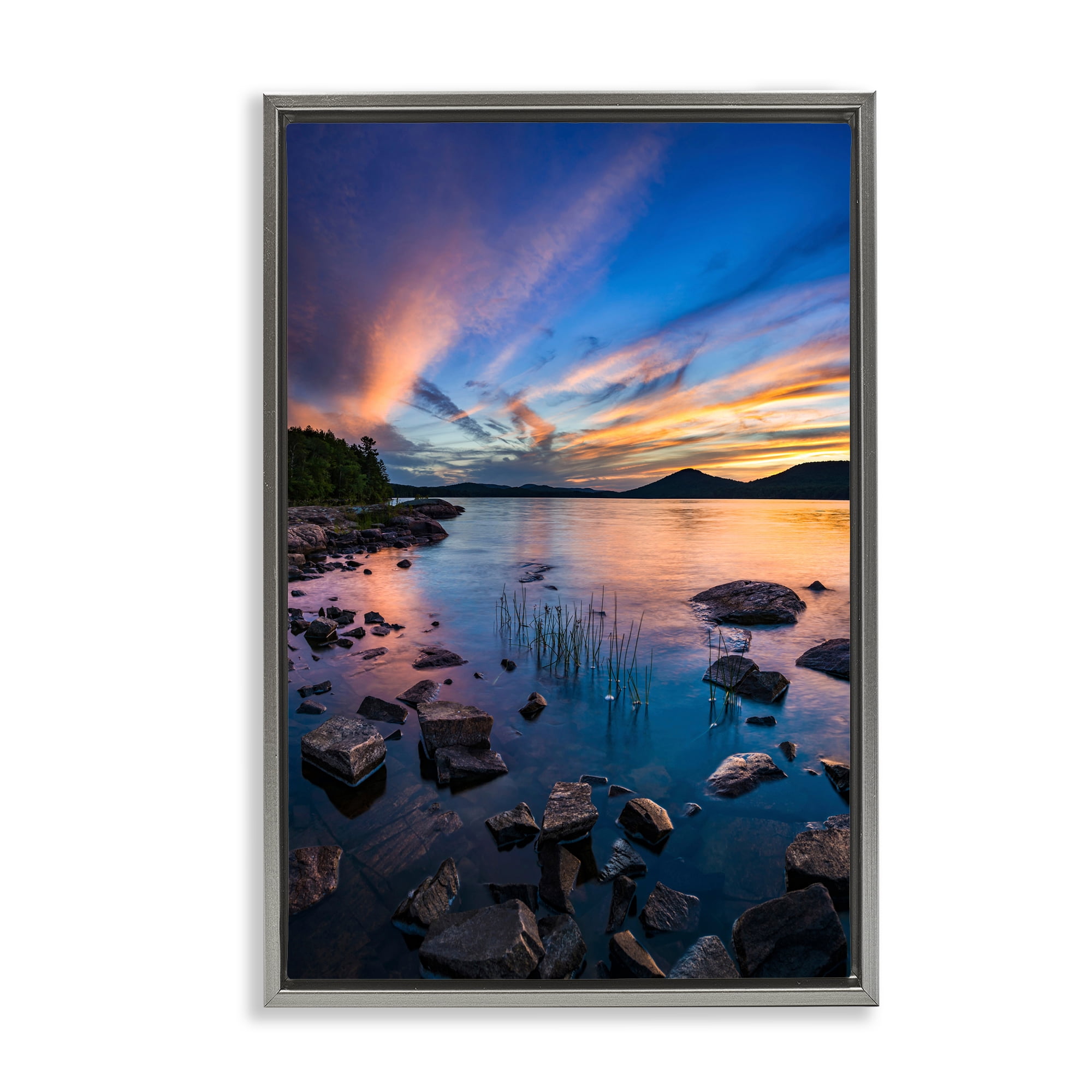 Stupell Industries Sunrise on Piseco Lake Gray Framed Floater Canvas Wall Art, design by Jonathan Zaharek