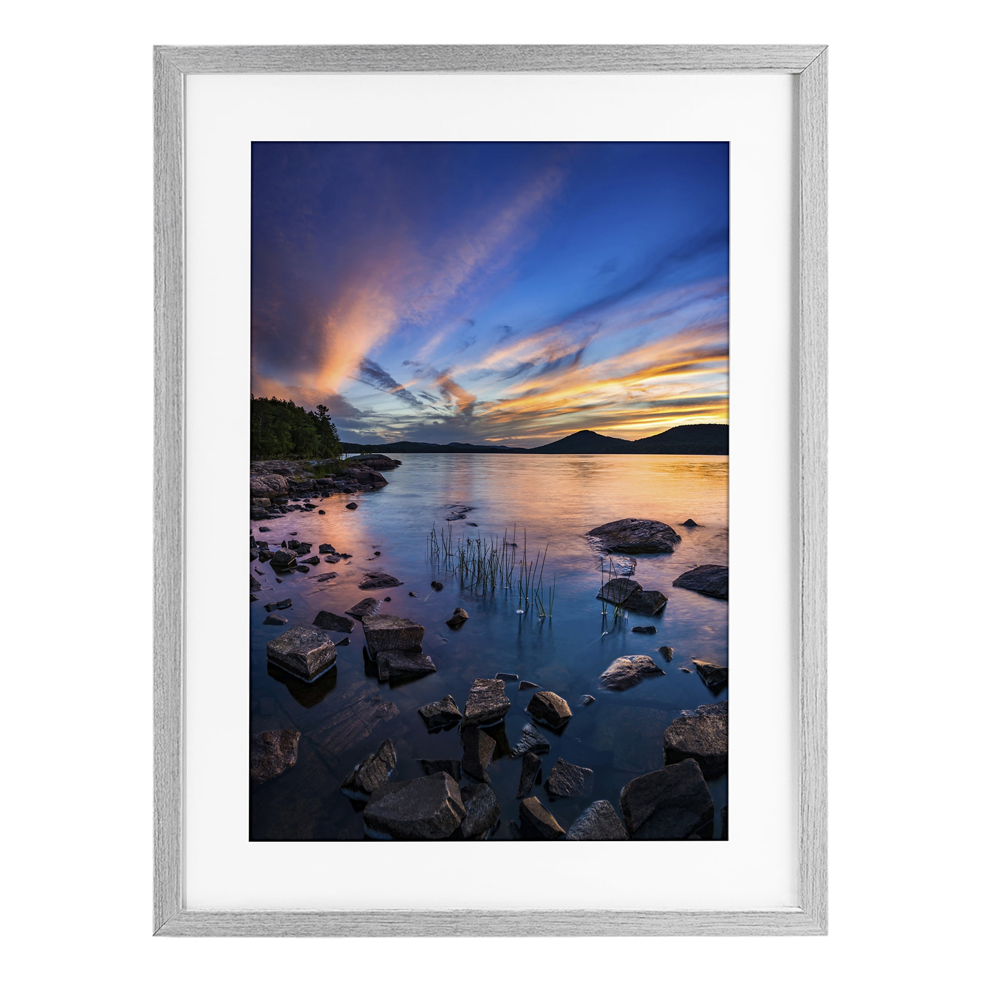 Stupell Industries Sunrise on Piseco Lake Gray Framed Print Under Glass, design by Jonathan Zaharek