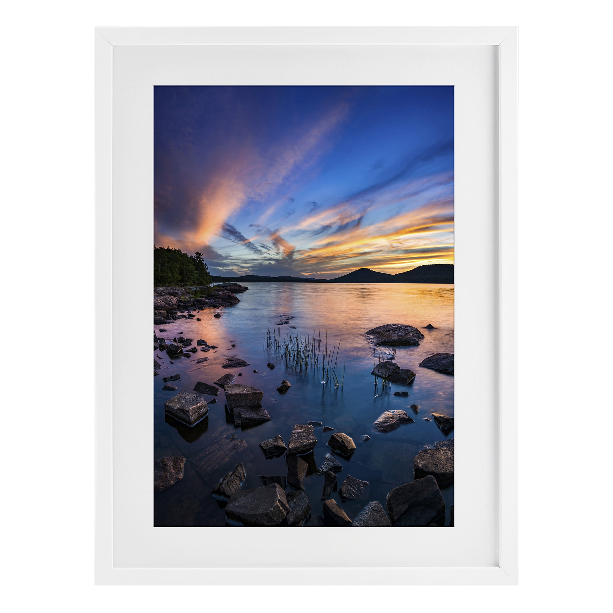 Stupell Industries Sunrise on Piseco Lake White Framed Print Under Glass, design by Jonathan Zaharek