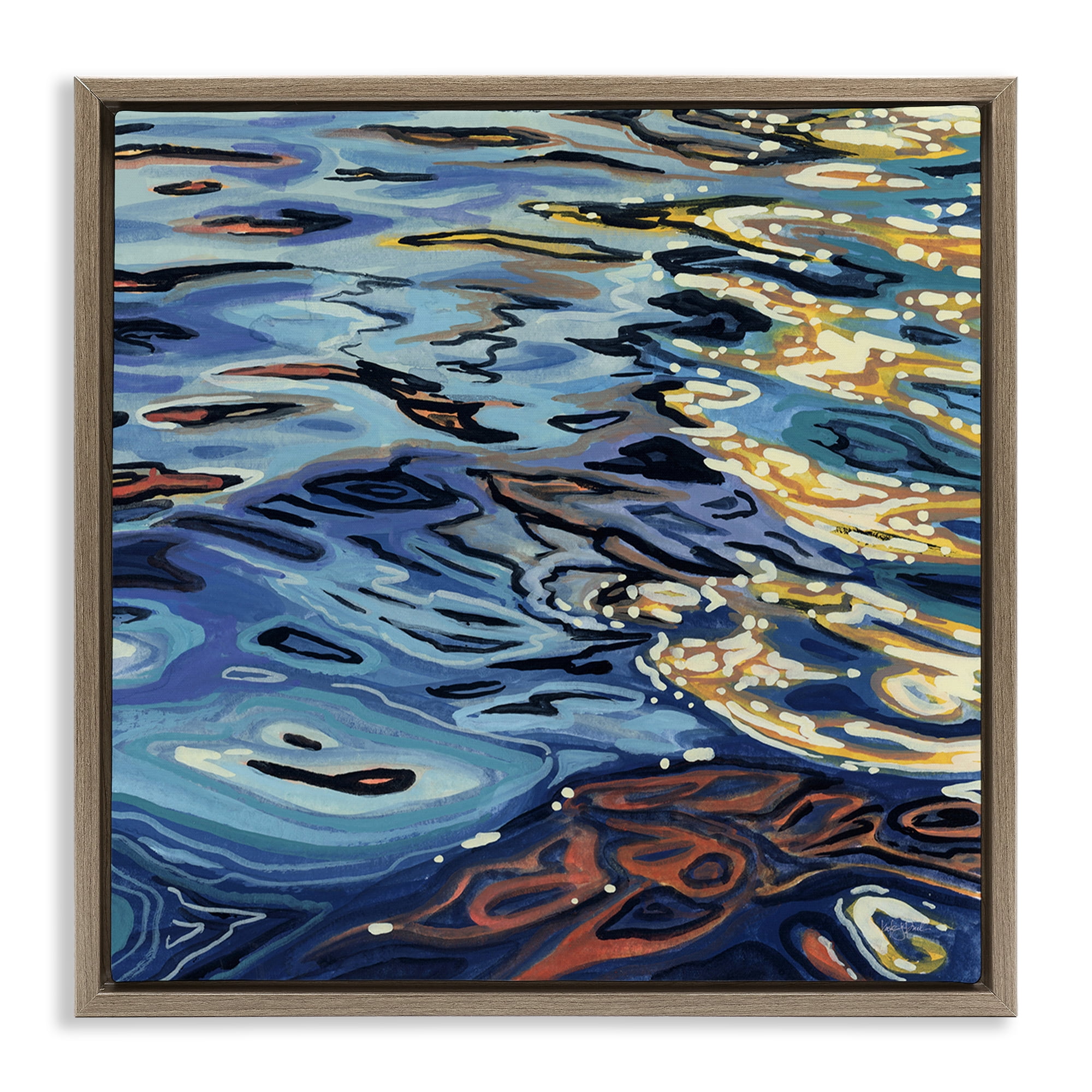 Stupell Industries Sunrise on Rippling Water Brown Framed Floater Canvas Wall Art, design by Kate Jarvik Birch