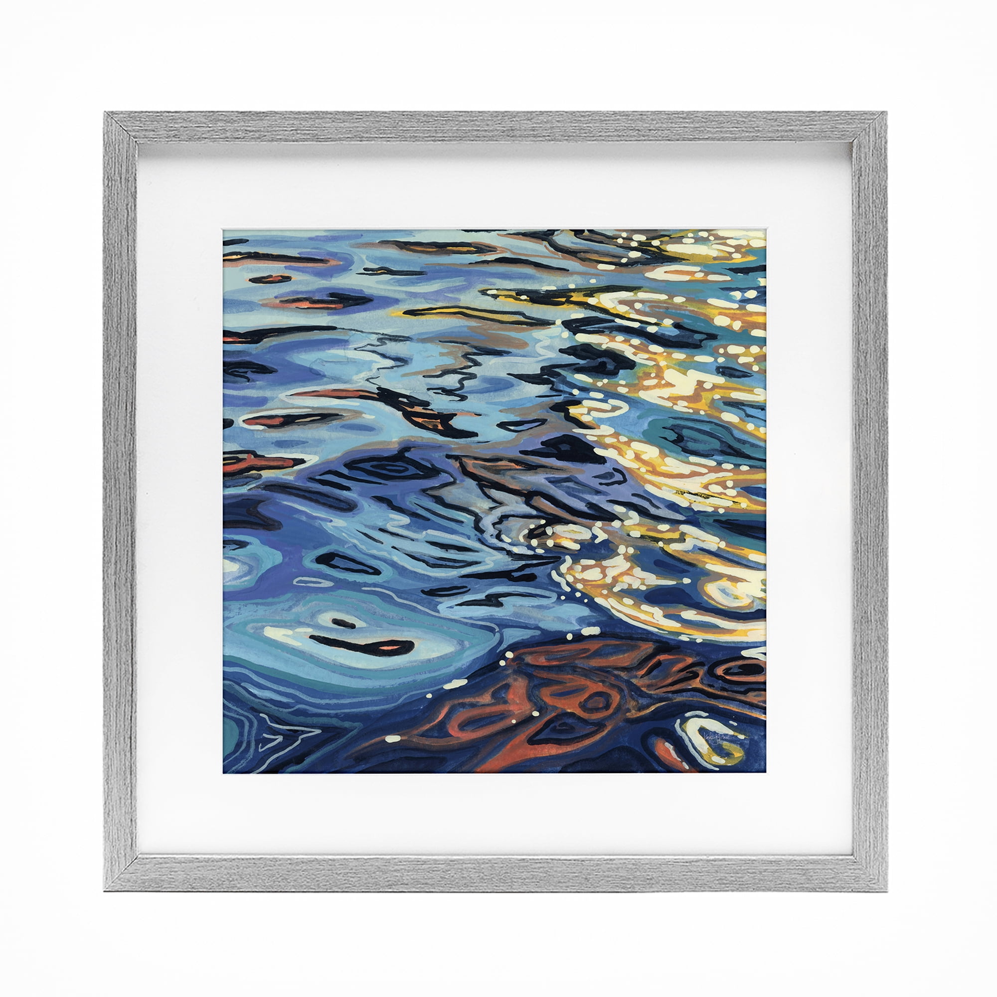 Stupell Industries Sunrise on Rippling Water Gray Framed Print Under Glass, design by Kate Jarvik Birch