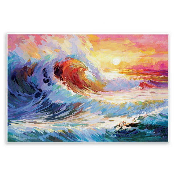 Stupell Industries Sunrise over Ocean Wave Nautical & Beach Painting Unframed Art Print Wall Art, 15 x 10