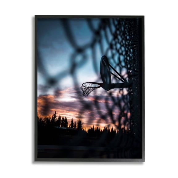 Stupell Industries Sunset Basketball Hoop through Chain Fence Design by Unsplash