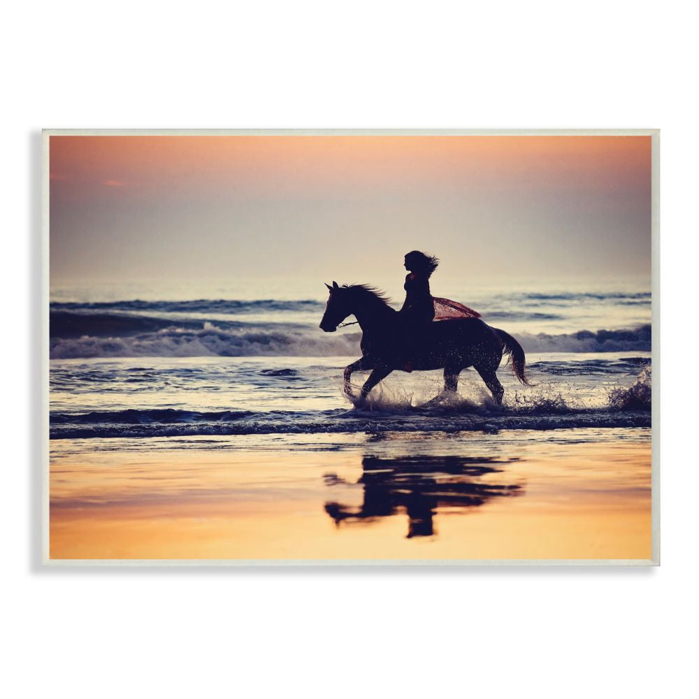 Stupell Industries Sunset Beach Horseback Rider Female Silhouette Photography Unframed Art Print Wall Art, 13x19, by PHBurchett