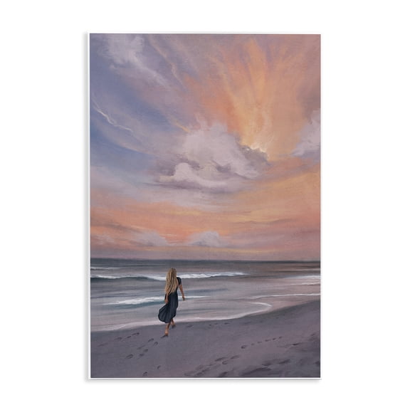 Stupell Industries Sunset Beach Walk Nautical & Beach Painting Unframed Art Print Wall Art, 13 x 19