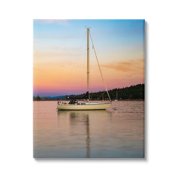 Stupell Industries Sunset Boat Photography Transportation Photography Gallery Wrapped Canvas Art Print Wall Art, 16 x 20