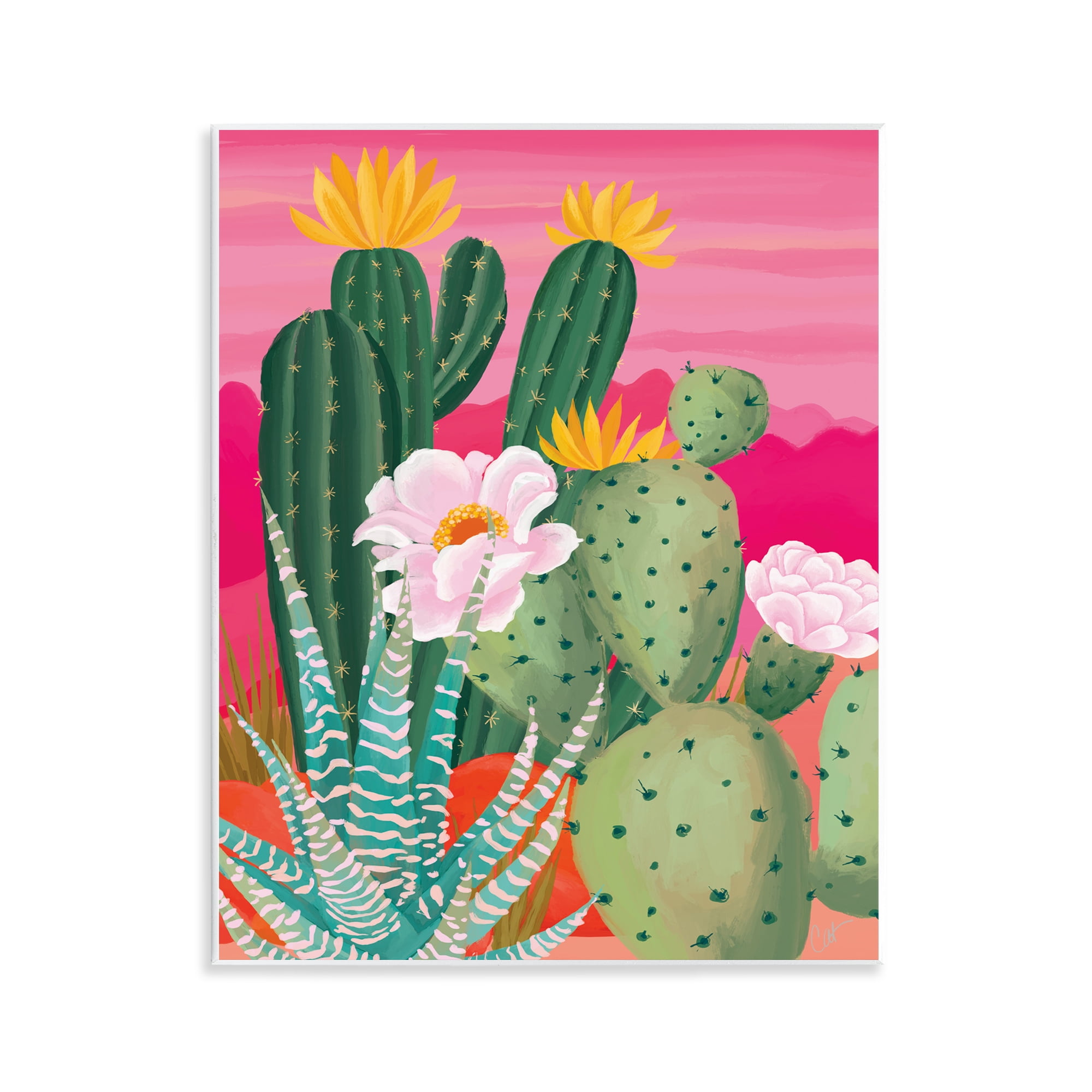 Stupell Industries Sunset Cactus Plants Wall Plaque Art, design by Cat Thurman Designs
