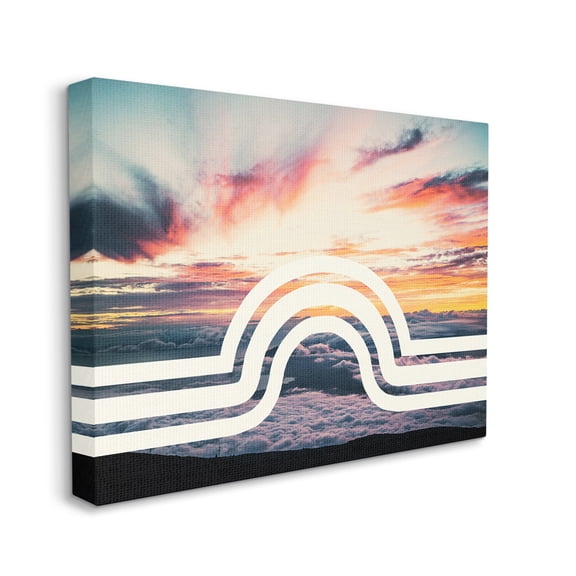Stupell Industries Sunset Cloud Landscape White Arch Line Abstract Canvas Wall Art by Daphne Polselli