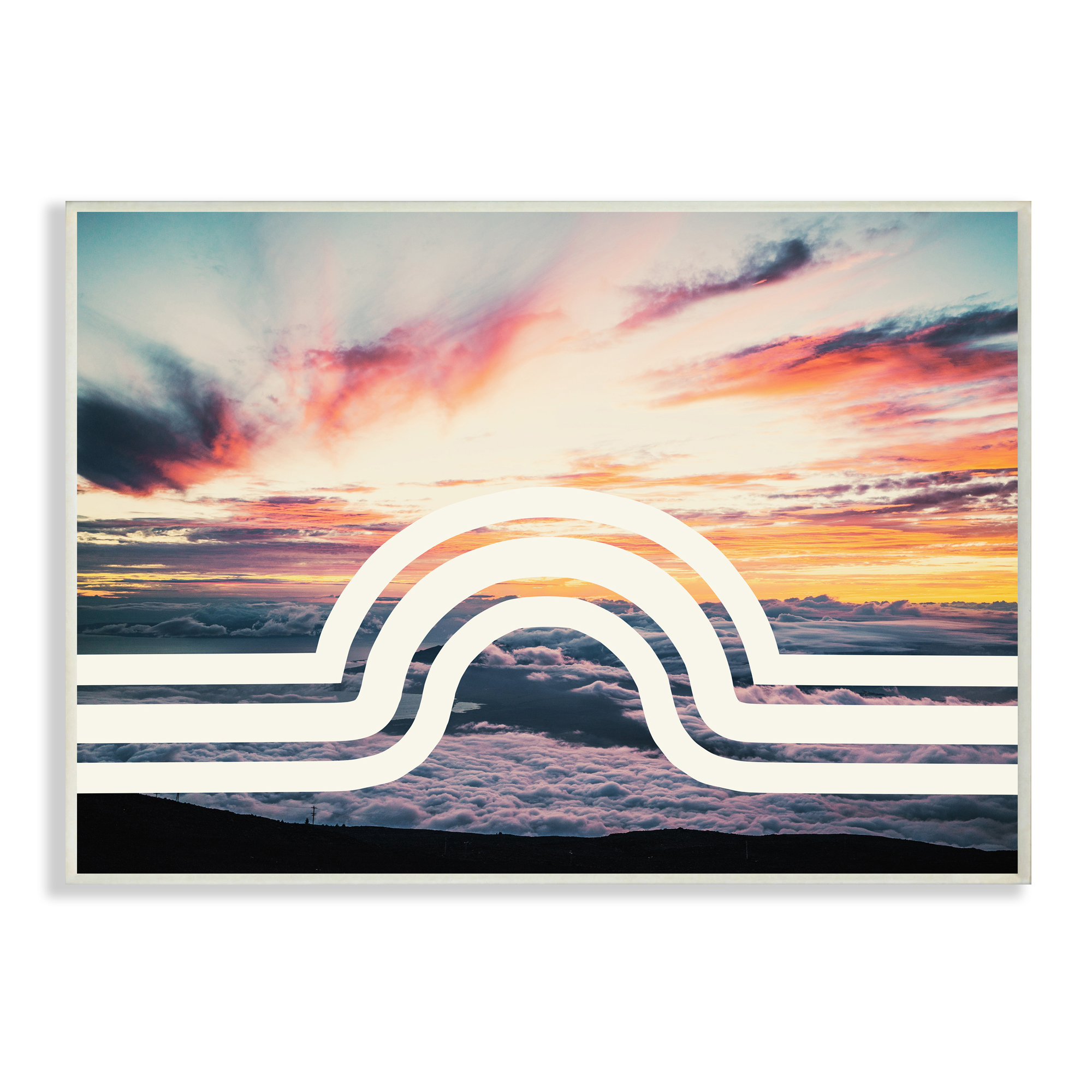 Stupell Industries Sunset Cloud Landscape White Arch Line Abstract Wall Plaque by Daphne Polselli
