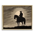 thumbnail image 1 of Stupell Industries Sunset Cowboy with Horse People Painting Gold Floater Framed Canvas Art Print Wall Art, 21 x 17, 1 of 9