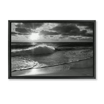 Stupell Industries Sunset Crashing Wave Landscape Photography Black Floater Framed Canvas Art Print Wall Art, 25 x 17