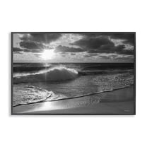 Stupell Industries Sunset Crashing Wave Landscape Photography Black Framed Art Print Wall Art, 18 x 12