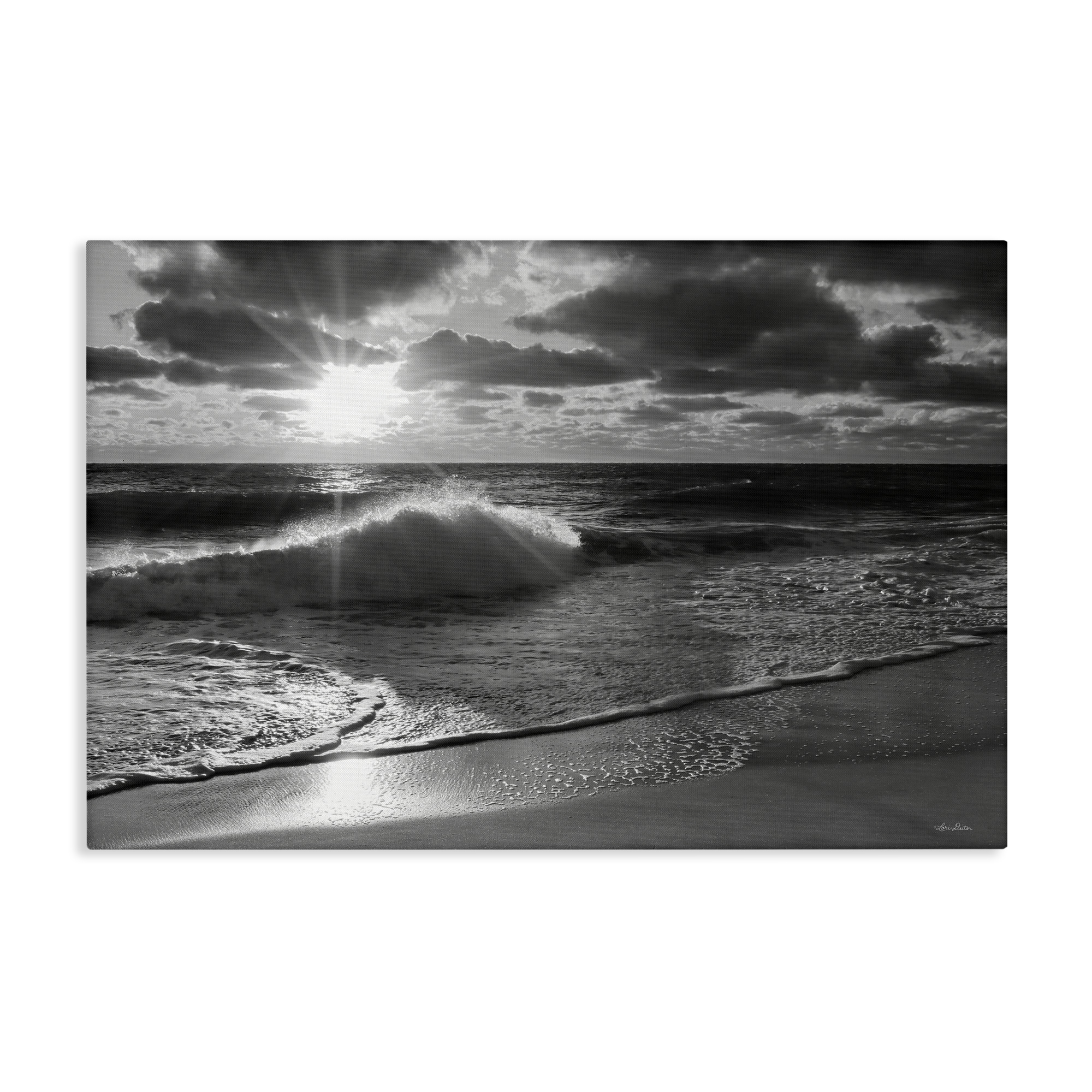 Stupell Industries Sunset Crashing Wave Landscape Photography Gallery Wrapped Canvas Art Print Wall Art, 36 x 24