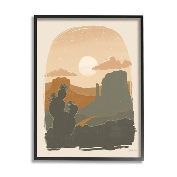 Stupell Industries Sunset Desert Canyon Silhouette Graphic Art Black Framed Art Print Wall Art, Design by Janelle Penner